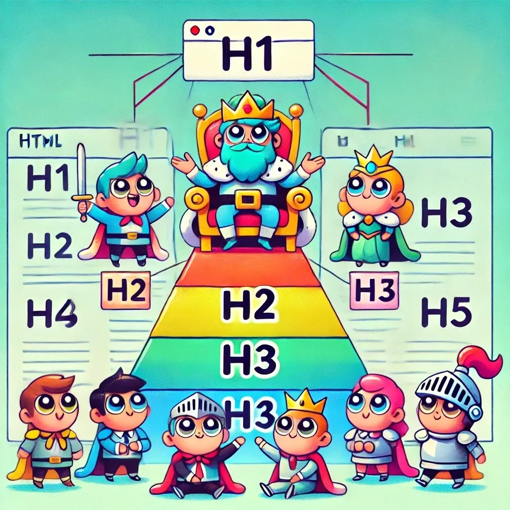 Cartoon depiction of HTML Headings