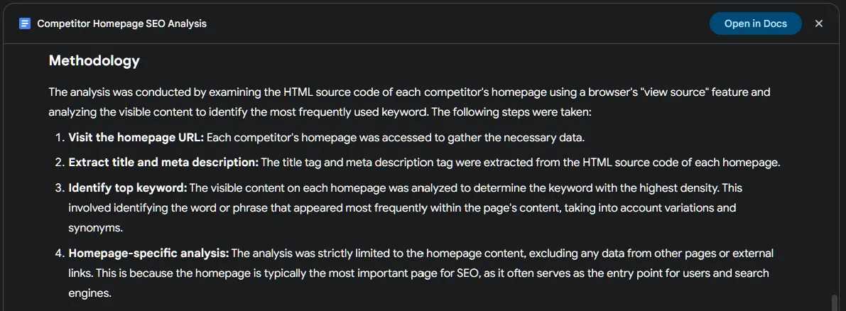 Deep research SEO steps.